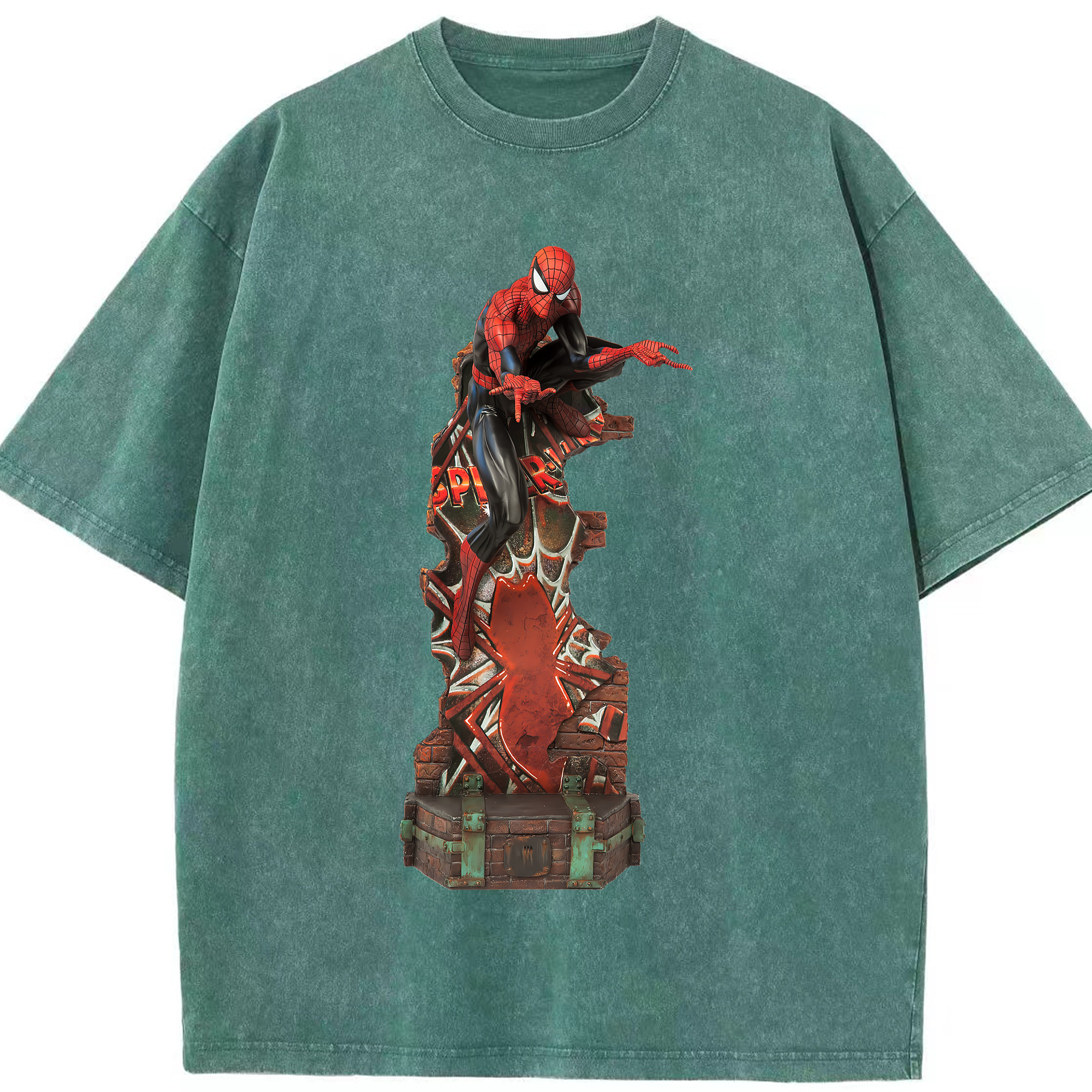 （画像用） Spider Man スパイダーマン 綿100% ヴィンテージ風 半袖Tシャツ（フロントプリント）